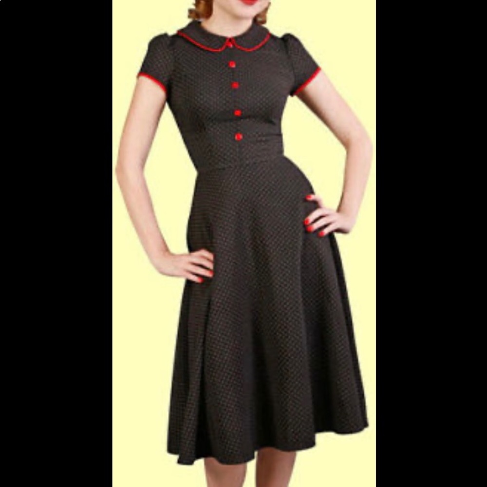 Stop Staring Black Polka Dot Swing Dress size Small